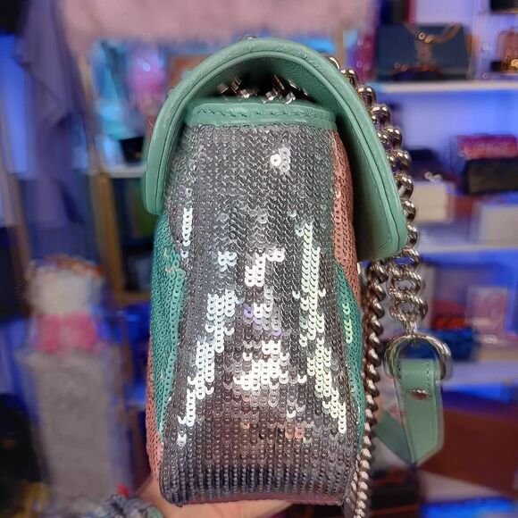 Gucci Marmont Gg Sequin Small Multicolored Rainbow Shoulder Bag w/Dustbag - Picture 9 of 16